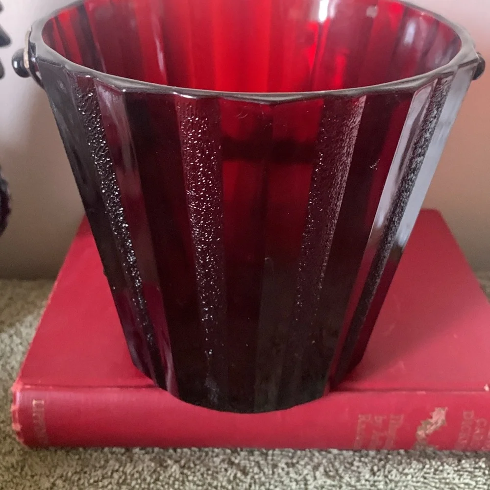 RUBY RED ANCHOR HOCKING VINTAGE ICE BUCKET